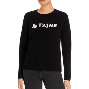 C By Bloomingdales Cashmere Sweater with 'Je T'aime' Motif Size L